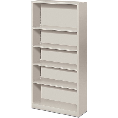 5 Shelf Metal Bookcase, 34-1/2"x12-5/8"x71", Light Gray