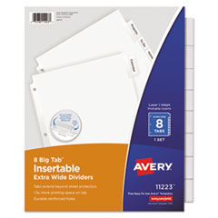 Avery  Extra Wide Insertable Dividers,11"x9",8-Tab,Clear / WE Paper
