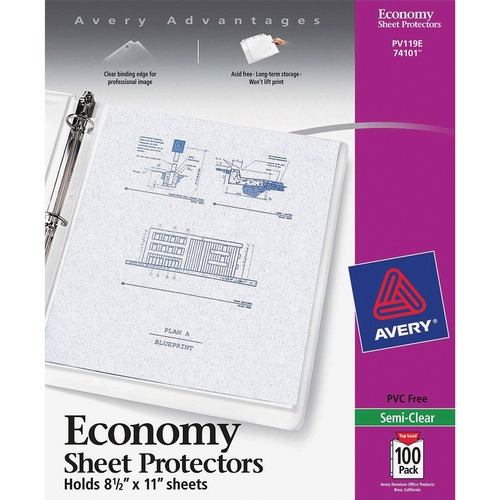 Sheet Protectors,Economy Weight,11"x8-1/2",100/PK,Semi-clear
