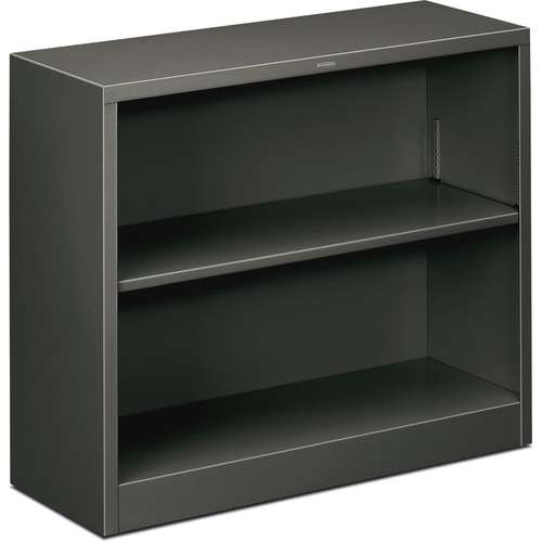 2 Shelf Metal Bookcase, 34-1/2"x12-5/8"x29", Charcoal