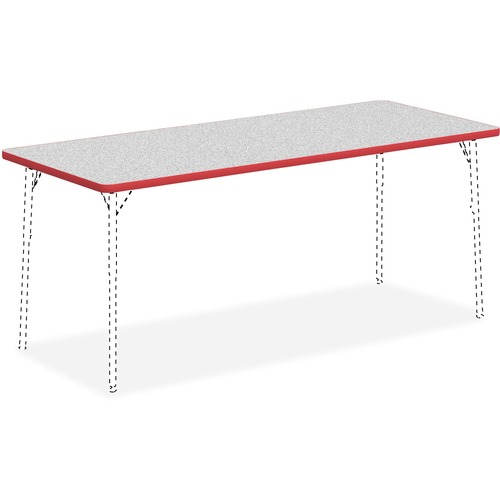 Lorell  Tabletop, Rectangular, Laminate, 30"x72", Gray/Red