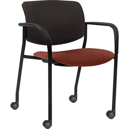 Lorell  Stacking Chairs,Orange Fabric Seat,25-1/2"x25"x33"H,2/CT,BK