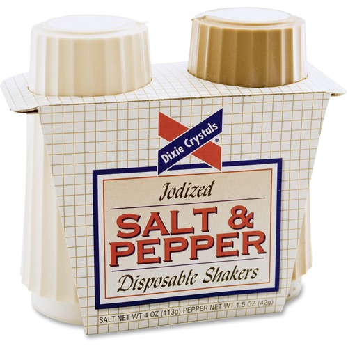 Salt/Pepper Shakers, 4 oz Salt, 1.5 oz Pepper, 2/PK
