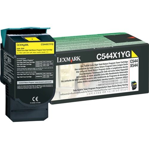 Genuine OEM Lexmark C544X1YG Extra Hi-Yield Yellow Return Program Toner Cartridge (4000 page yield)