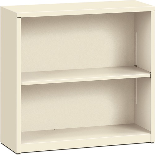 2 Shelf Metal Bookcase, 34-1/2"x12-5/8"x29", Putty