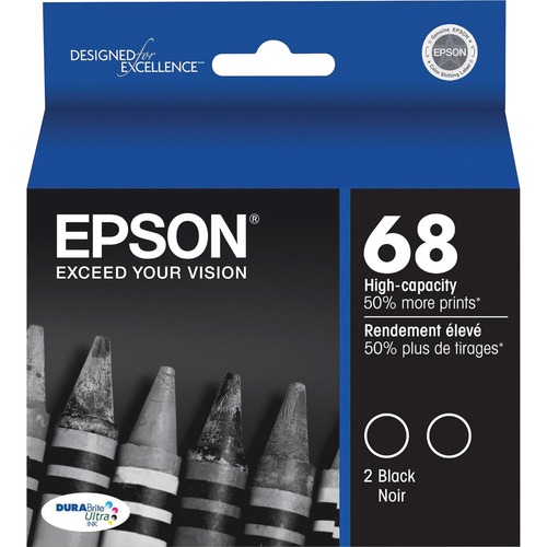 Genuine OEM Epson T068120-D2 Ultra High Capacity Black Ink Cartridge (Dual Pack) (2 x 370 page yield)