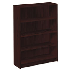 4 Shelf Bookcase, 3 Adj., 36"Wx11-1/2"Dx48-3/4"H, Mahogany