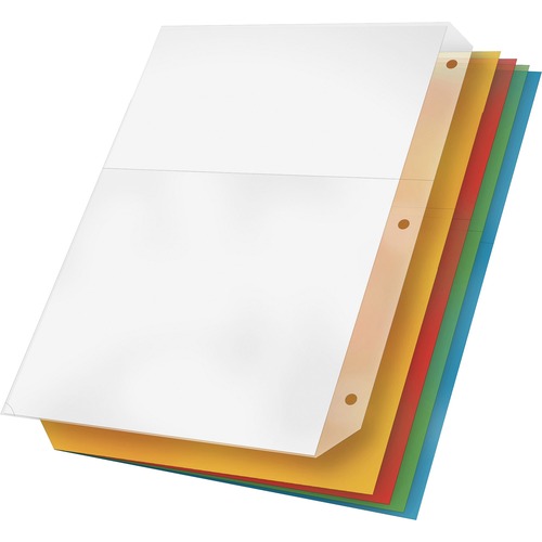 Ring Binder Poly Pockets , 8-1/2"x11", 5/PK, Assorted Colors