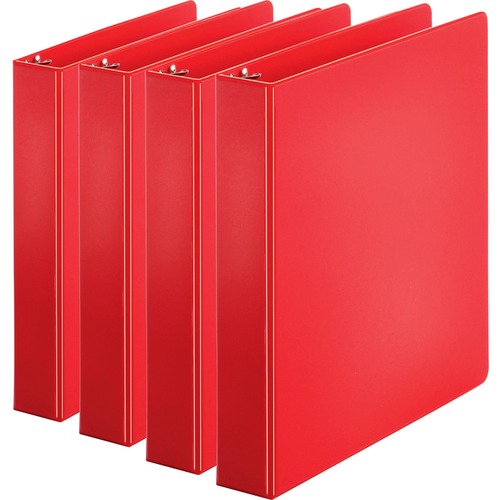 Business Source  Binder, Round Rings, 1-1/2" Cap, 8-1/2"x11", 4/BD, Red