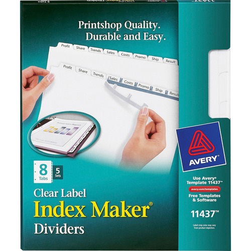 Index Maker, Laser, Punched, 8-Tabs, 5 ST/PK, 8-1/2"x11",CL