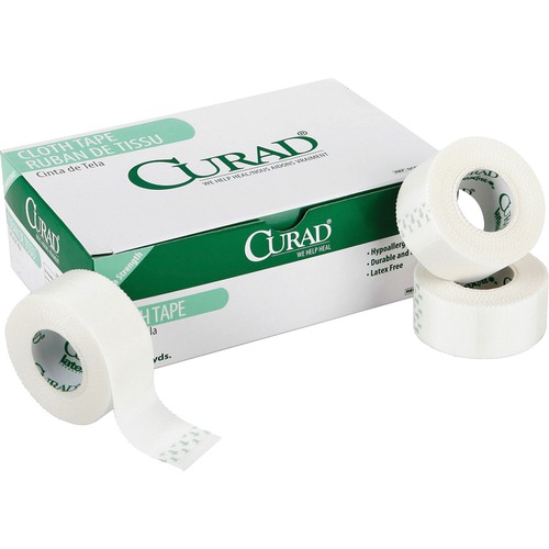 Cloth Silk Adhesive Tape, 1"x10 Yd, 12RL/BX, White
