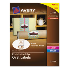 Print-To-The-Edge Oval Labels, Matte Tex