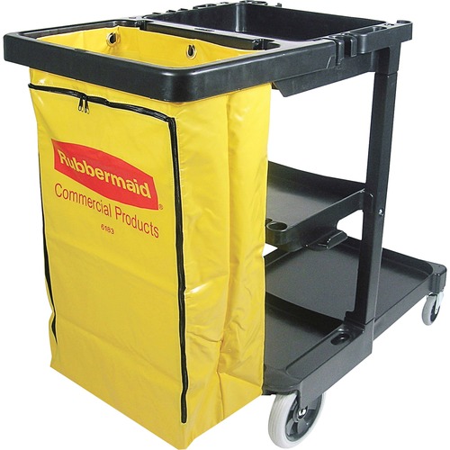 Janitor Cart,Vinyl Bag,3 Shelves,21-3/4"x46"x38-3/8",BK/YW