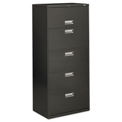 5 Drawer Lateral File, W/Lock, 30"x19-1/4"x67", Charcoal