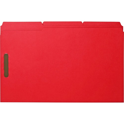 Business Source  Fastener Folders,w/2-Ply Tab,1/3 AST Tab,Lgl,50/BX,Red