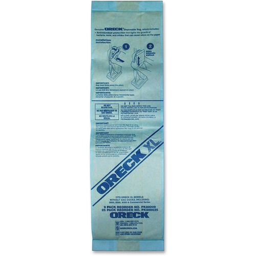 Filtration Bags, Oreck XL Uprights, Singe Wall, 25/PK, BE