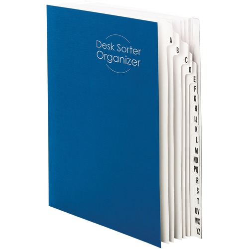 Desk File/Sorter A-Z, 20 Divs, 9-7/8"x11-3/4", D.Blue