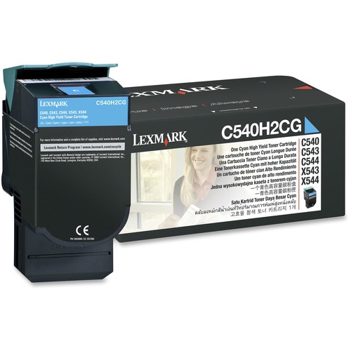 Genuine OEM Lexmark C540H2CG High Yield Cyan Toner Cartridge (2500 page yield)
