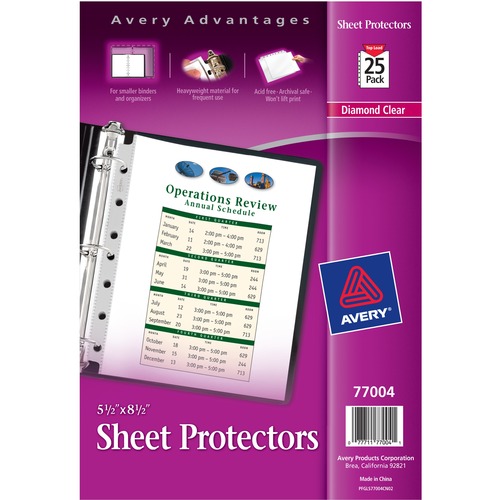 Sheet Protectors,Heavywt,7HP,Poly,5-1/2"x8-1/2", 25/PK,CL