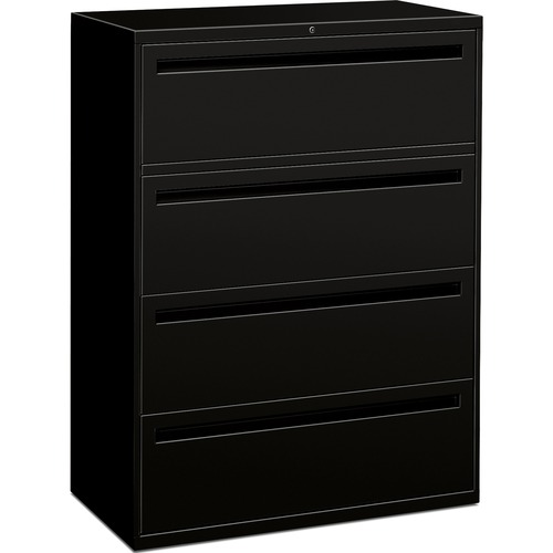 4-Drawer Lateral File, 42"x19-1/4"x53-1/4", Black