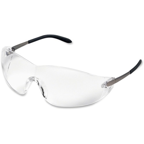 Safety Glasses, Wraparound, Clear/Chrome