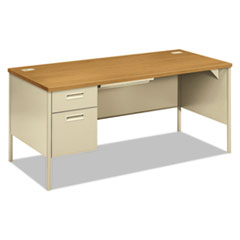 The HON Company  Left Pedestal Desk, 66"x30"x29-1/2", Harvest/Putty