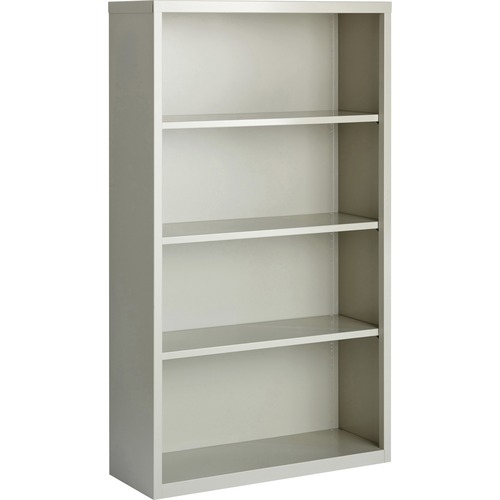 Lorell  Steel Bookcase, 4-Shelf, 34-1/2"x13"x60", Light Gray