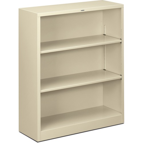 3 Shelf Metal Bookcase, 34-1/2"x12-5/8"x41", Putty
