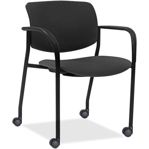 Lorell  Stacking Chairs,Ash GY Fabric Seat,25-1/2"x25"x33"H,2/CT,BK