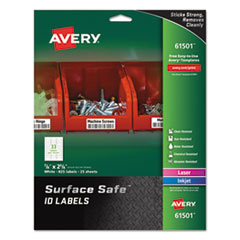 Avery  Labels, Removable, Surface Safe, 7/8"x2-5/8", 825/PK, WE