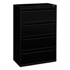 4-Drawer Lateral File, 36"x19-1/4"x53-1/4", Black