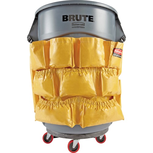 Caddy Bag,Attaches to Brute Container,12 Pockets,Yellow