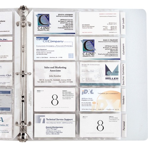 Business Card Refills,w/Tabs,100 Card Cap,11"x8-1/2",5/PK,CL
