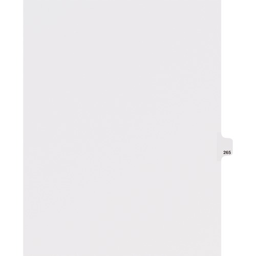 Avery  Divider, "265", Side Tab, 8-1/2"x11", 25/PK, White