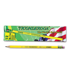 Ticonderoga Pencil,w/ Eraser,No.2-1/2 Med.Firm,12ea/DZ, YW