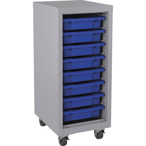Lorell  Storage Unit, w/ Bins, 15"Wx18"Lx36"H, Platinum/Blue