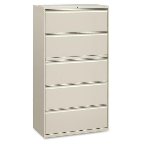 5-Drawer Lateral File W/Lock, 36"x19-1/4"x67", Light Gray