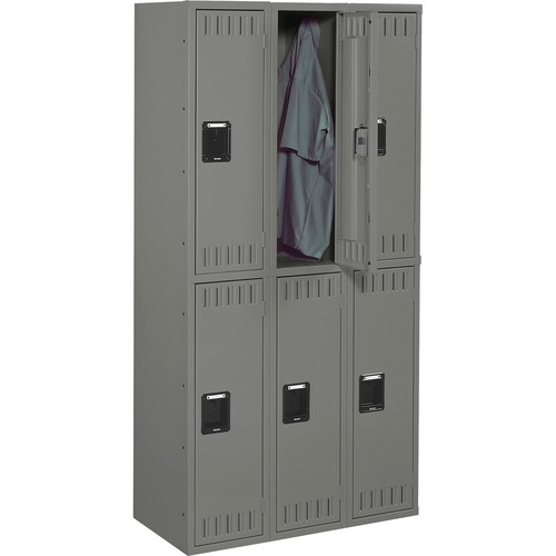 Tennsco Corp.  Double Tier Locker, 3 Wide, 36"Wx18"Dx72"H,Medium Gray