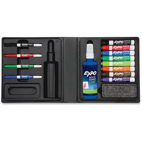 Dry-Erase Low-Odor Marker Kit, BK Case/AST Marker Colors