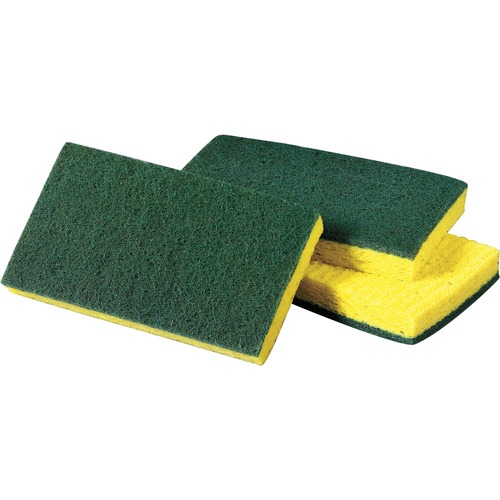 Medium-Duty Scrub Sponge, 3-1/2"x6-1/4", 20/CT, YW/GN
