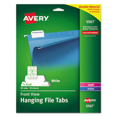 Avery  Hanging File Tabs,Laser/InkJet,1/5 Tabs,8-1/2"x11",90/PK,WE