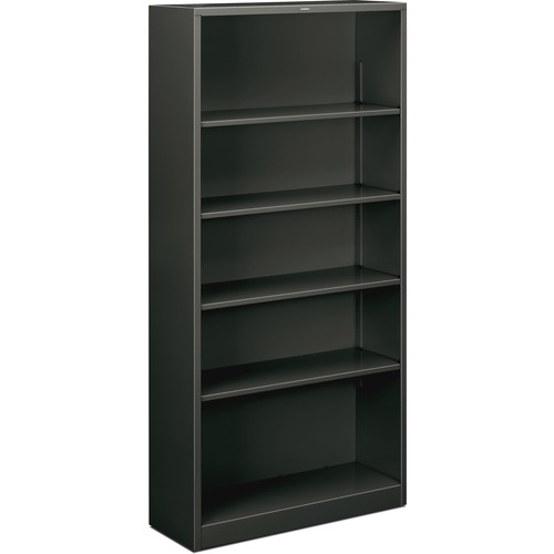 5 Shelf Metal Bookcase, 34-1/2"x12-5/8"x71", Charcoal