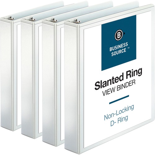 Business Source  D-Ring Binders, w/Pockets, 1-1/2" Cap, 8-1/2"x11", 4/BD, WE