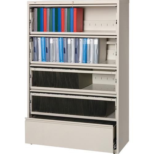 Lorell  Lateral File, RCD, 5-Drawer, 42"x18-5/8"x68-3/4", Putty