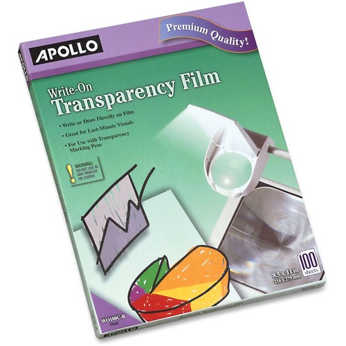 Write On Transparency Film, 8-1/2"x11", 100/BX, Clear