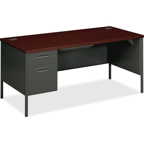 Left Pedestal Desk, 66"x30"x29-1/2", Mahogany/CCL