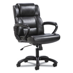 Mid-Back Chair, Leather, 26-1/2"Wx25-3/5"Dx43"H, Black
