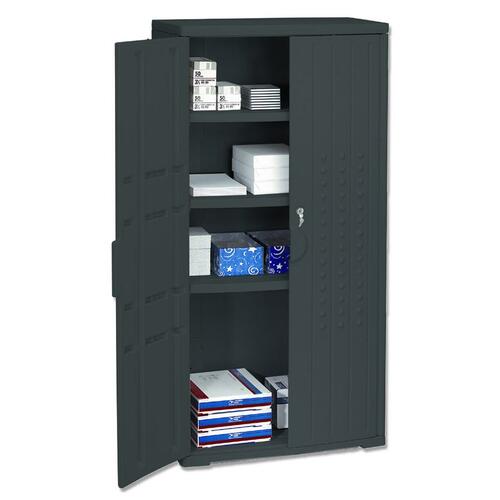 Storage Cabinet, 3-Shelf, 33"x18"x66", Black