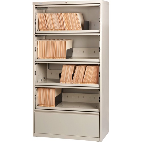 Lorell  Lateral File, RCD, 5-Drawer, 36"x18-5/8"x68-3/4", Putty