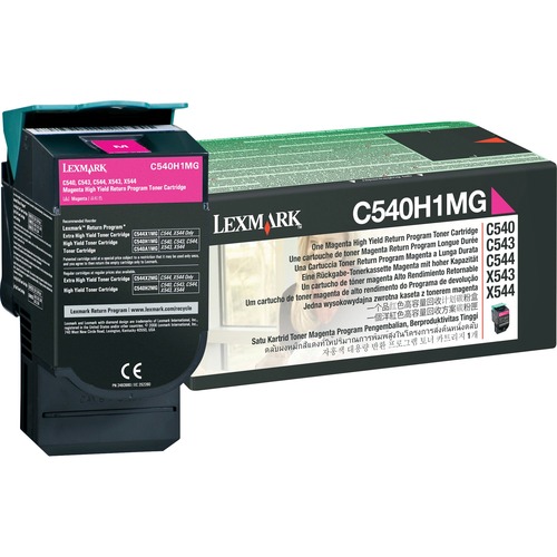 Genuine OEM Lexmark C540H1MG High Yield Magenta Return Program Toner Cartridge (2000 page yield)